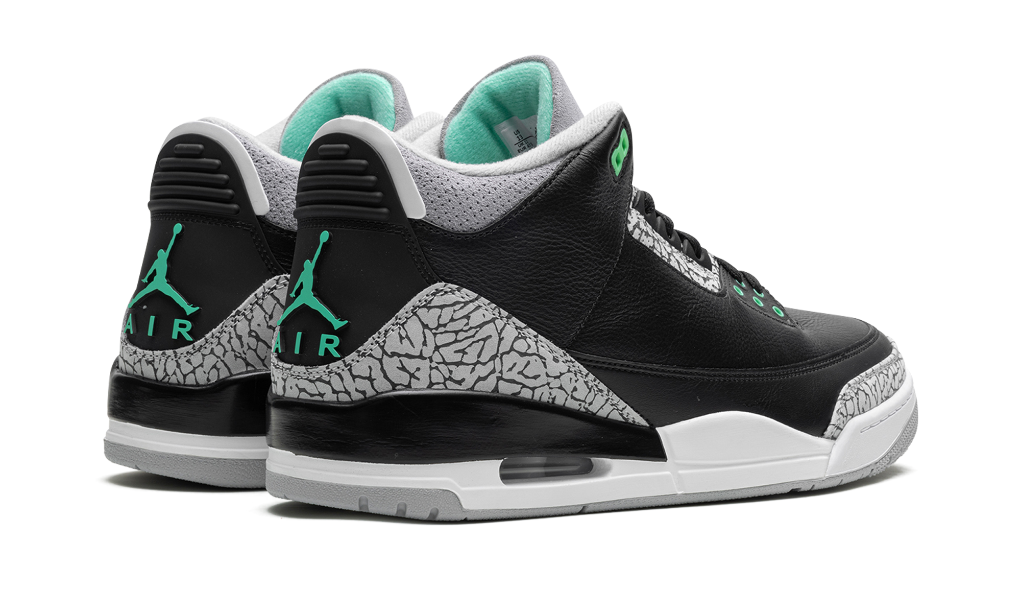 jordan 3 retro green glow+CT8532-031+diagnol right behind view
