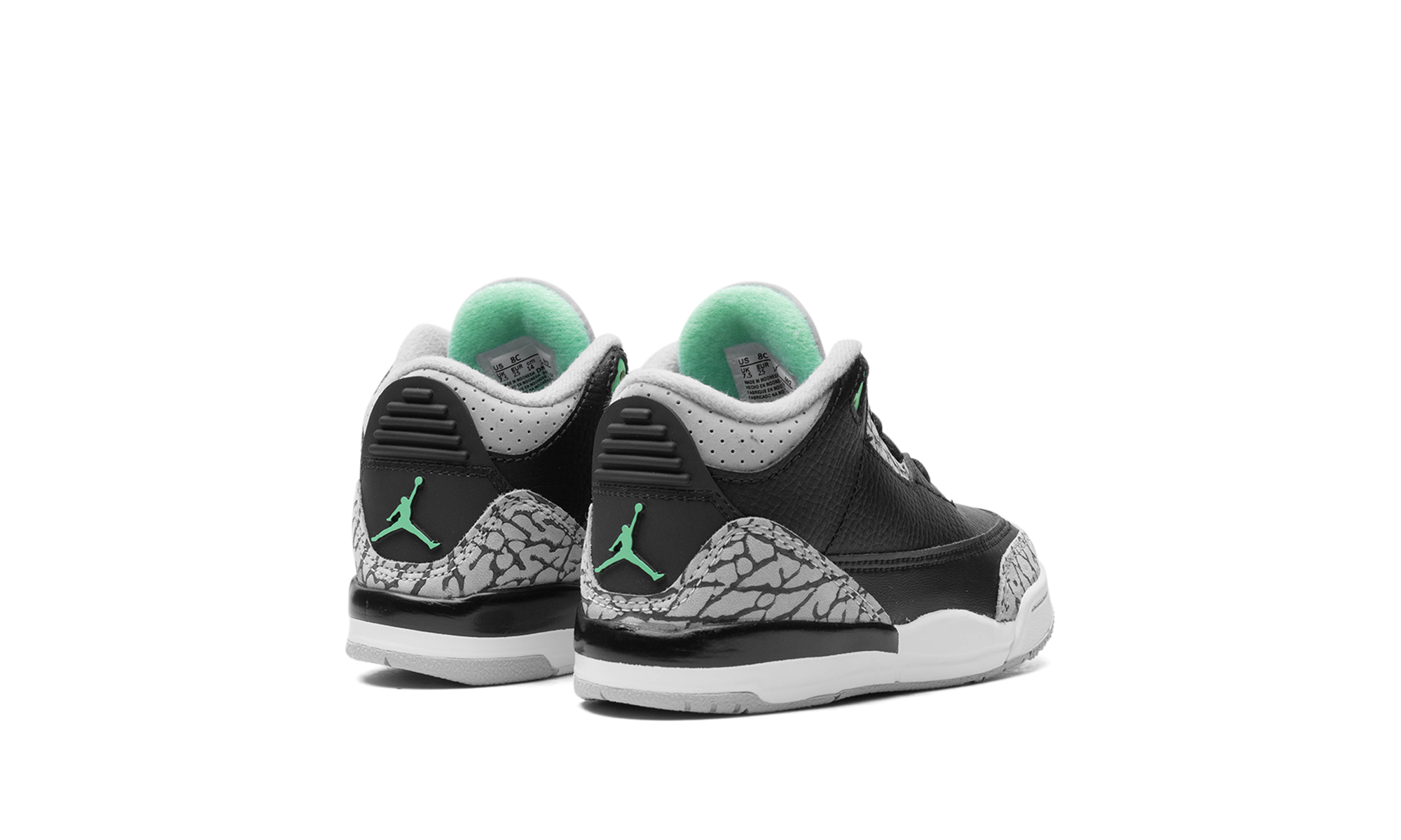 jordan 3 retro green glow td+DM0968-031+diagnol right behind view