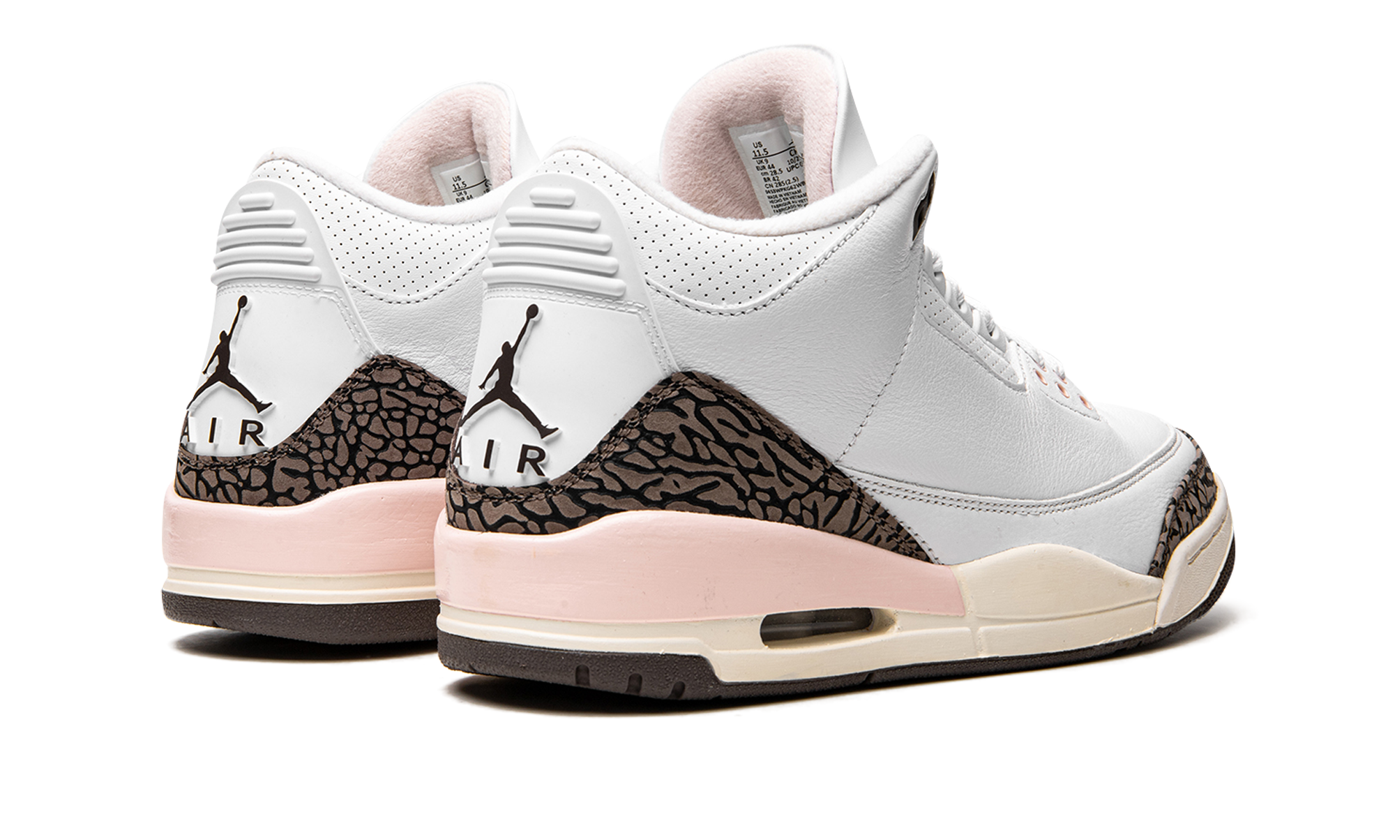 jordan 3 retro neapolitan dark mocha women s+CK9246-102+diagnol right behind view