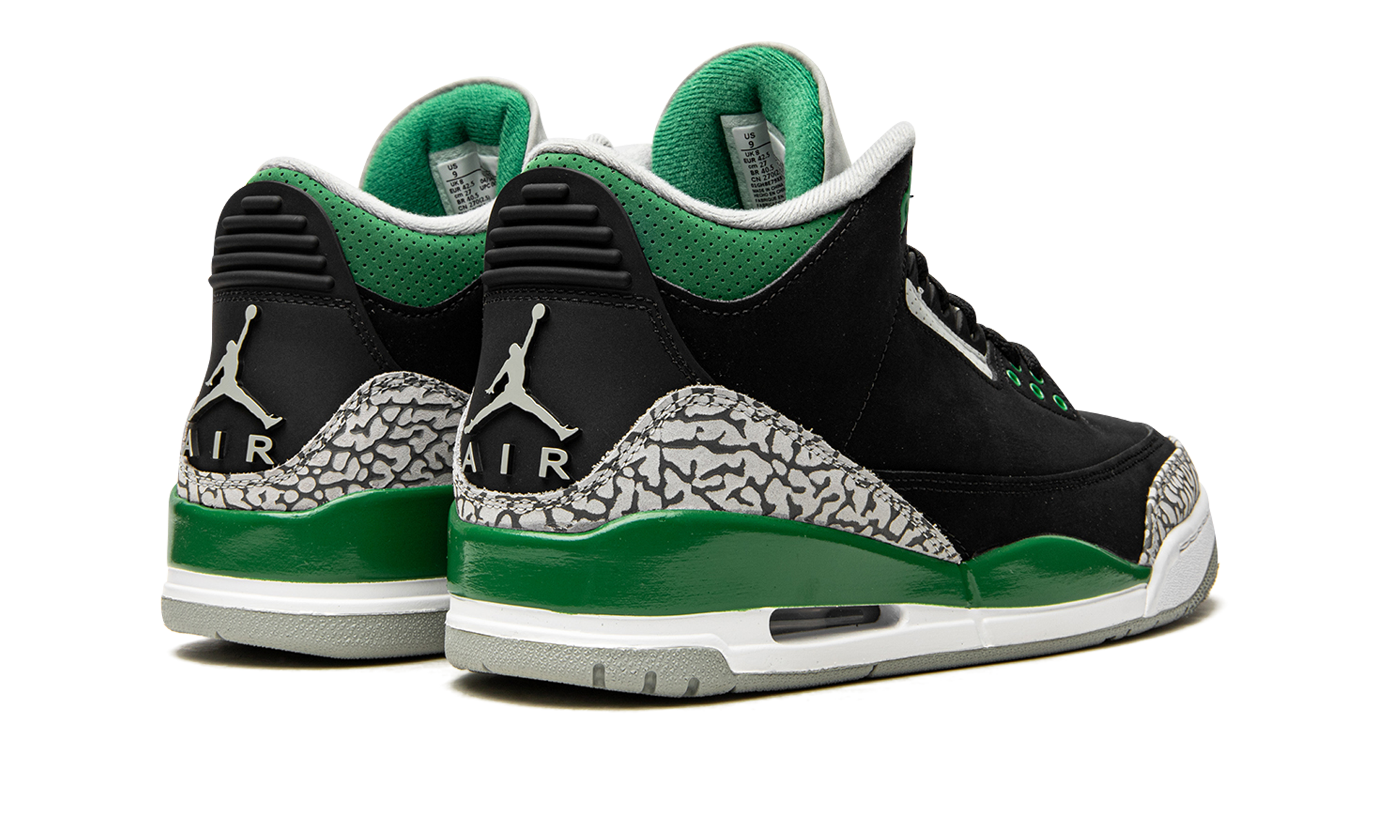 jordan 3 retro pine green+CT8532-030+diagnol right behind view