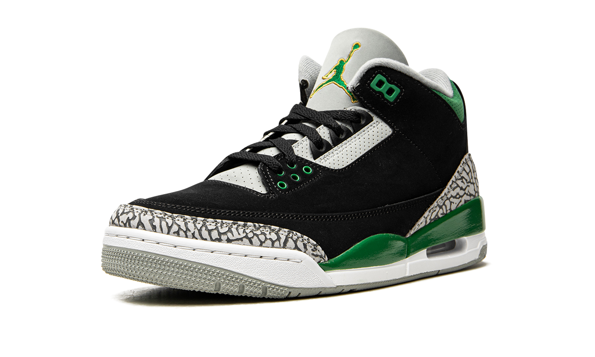 jordan 3 retro pine green+CT8532-030+left diagnol single view