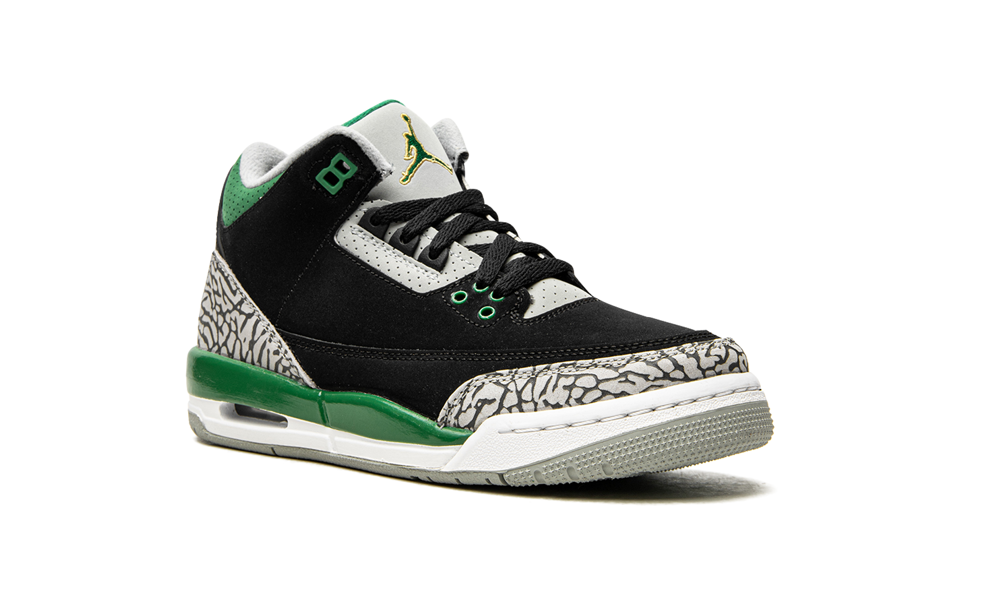 jordan 3 retro pine green gs+398614-030+diagnol right view