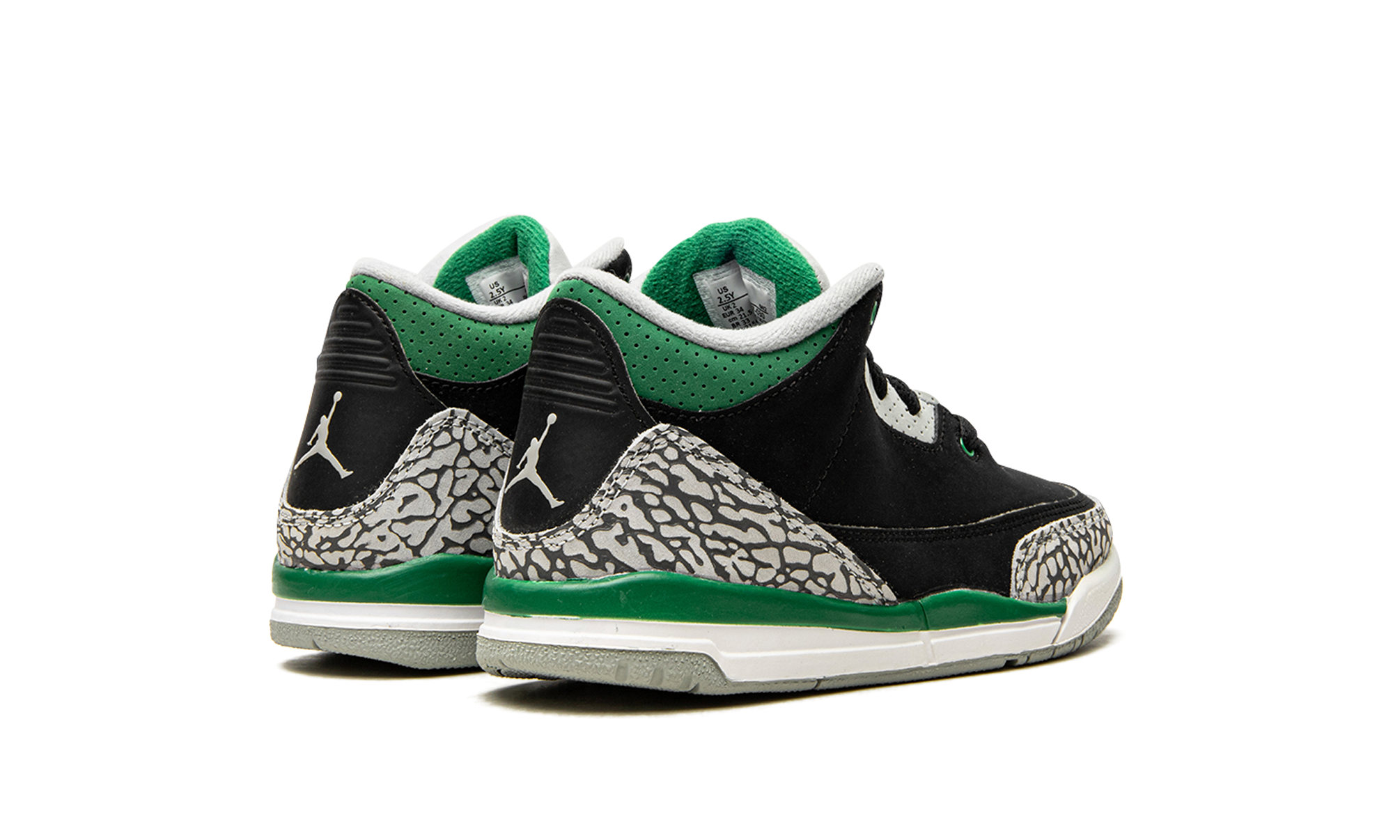 jordan 3 retro pine green ps+429487-030+diagnol right behind view