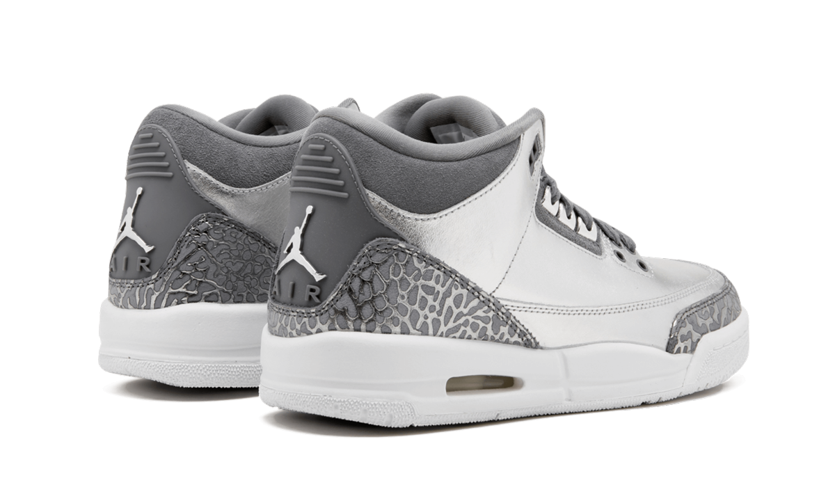 jordan 3 retro premium heiress metallic silver gs+AA1243-020+diagnol right behind view