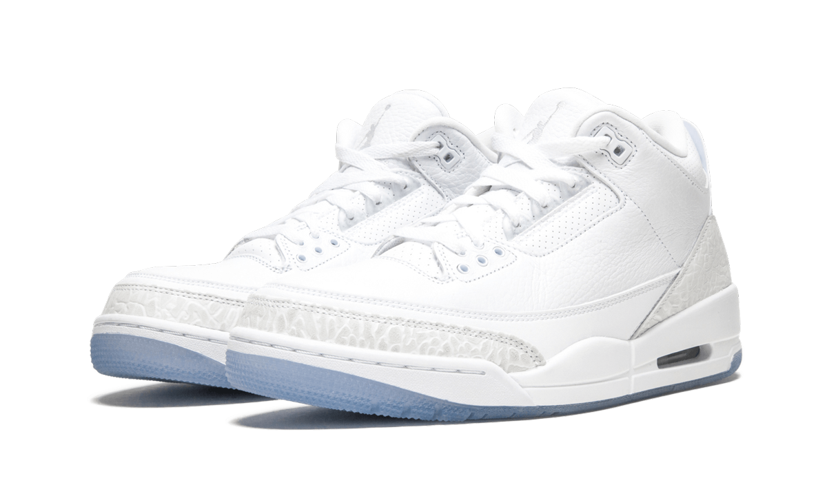 jordan 3 retro pure white 2018+136064-111+diagnol left view