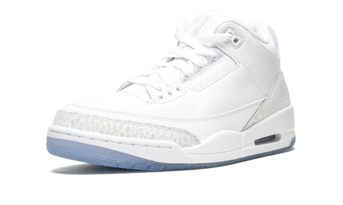 jordan 3 retro pure white 2018+136064-111+left diagnol single view