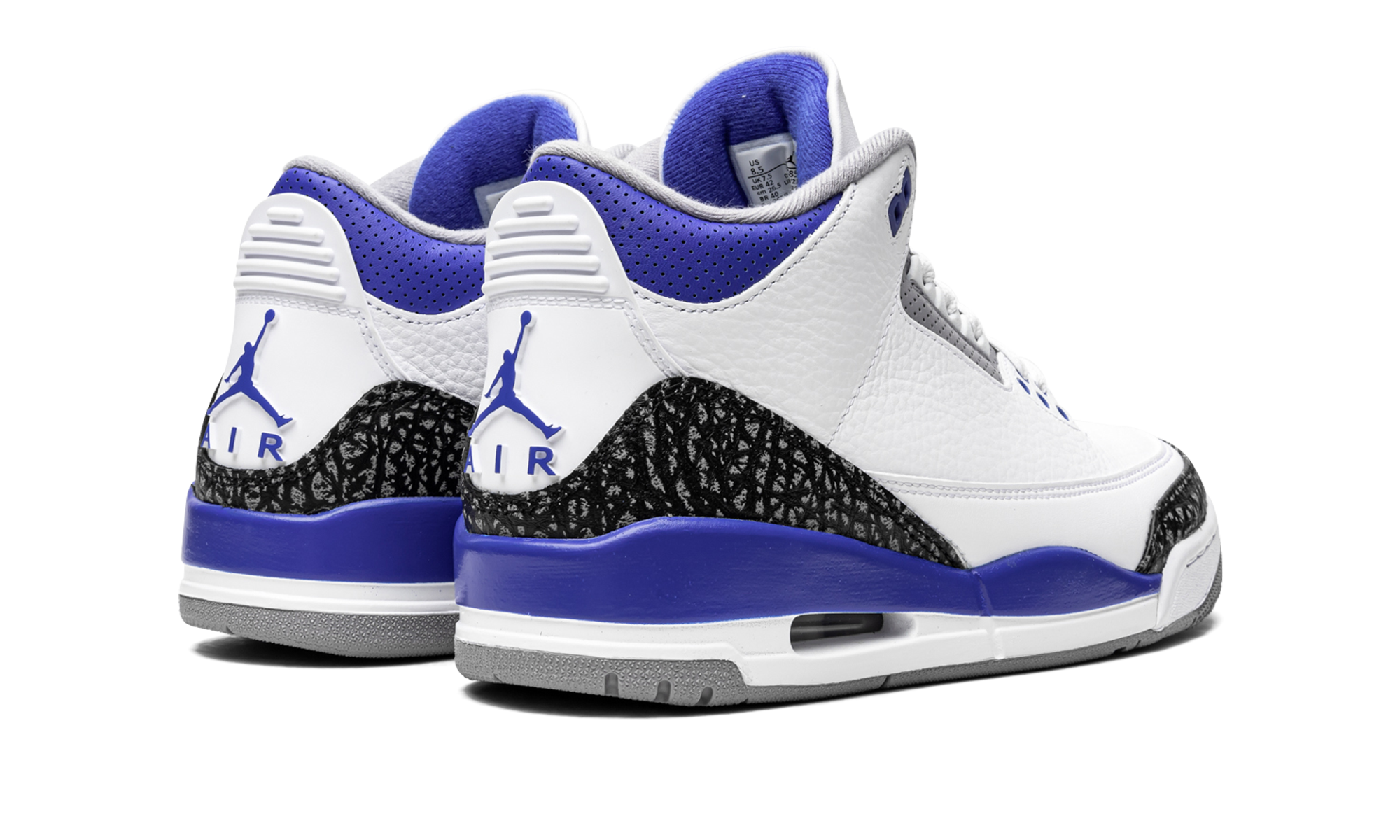 jordan 3 retro racer blue+CT8532-145+diagnol right behind view
