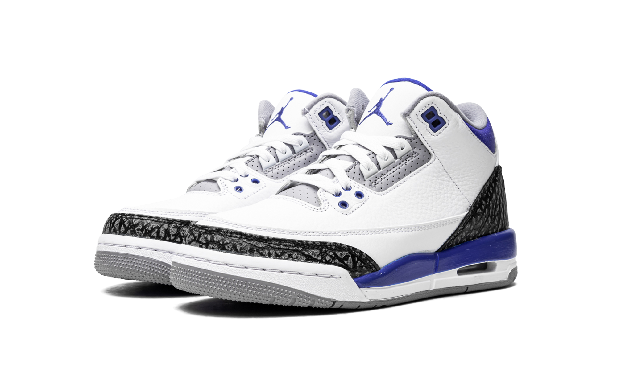 jordan 3 retro racer blue gs+398614-145+diagnol left view