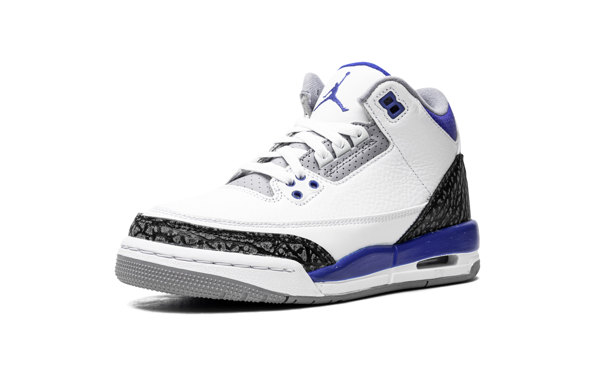 jordan 3 retro racer blue gs+398614-145+left diagnol single view