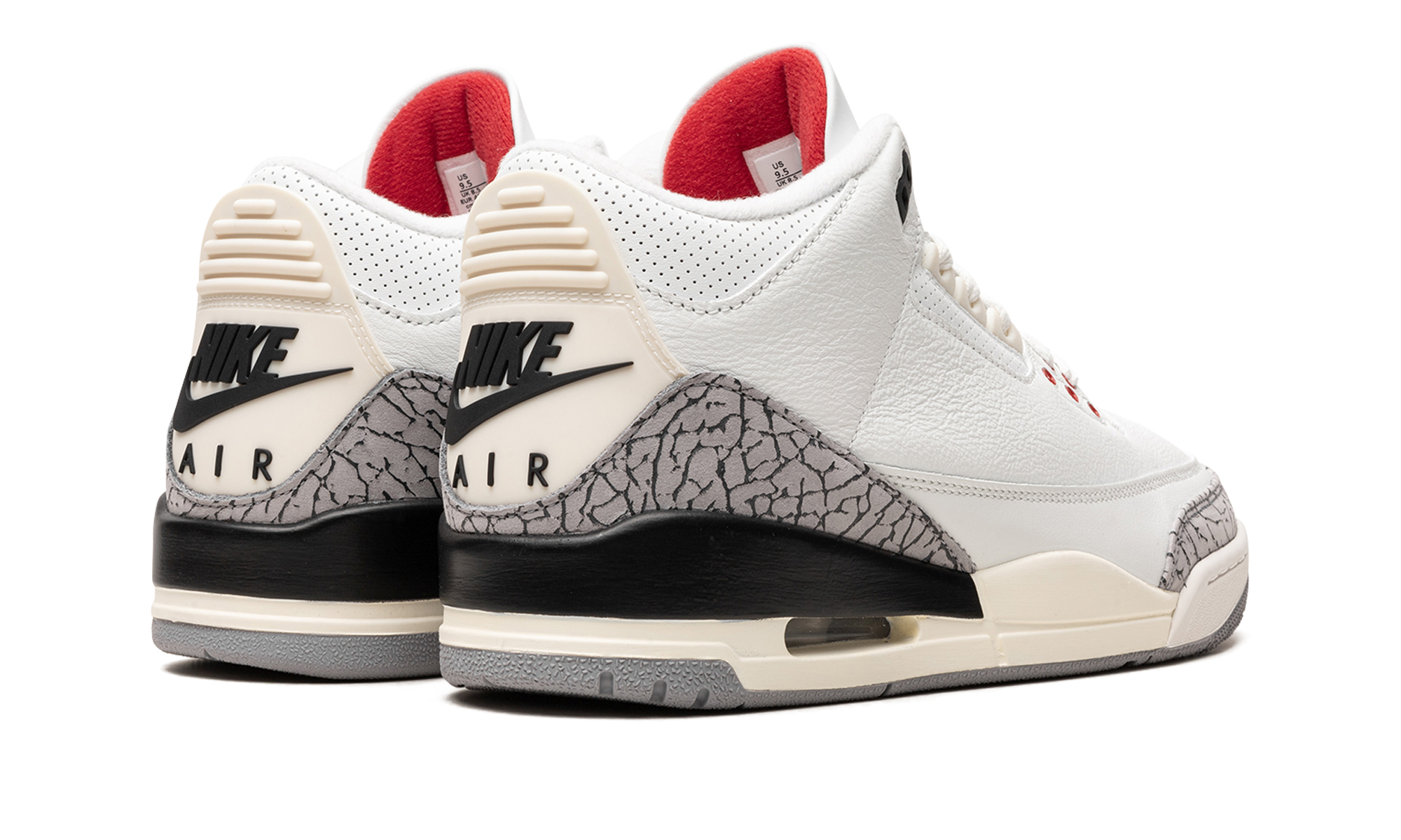 jordan 3 retro white cement reimagined+DN3707-100+diagnol right behind view