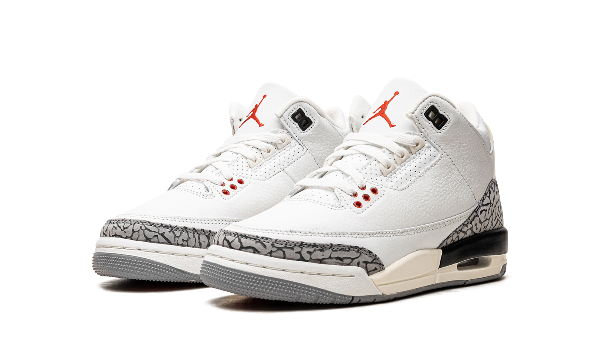 jordan 3 retro white cement reimagined gs+DM0967-100+diagnol left view