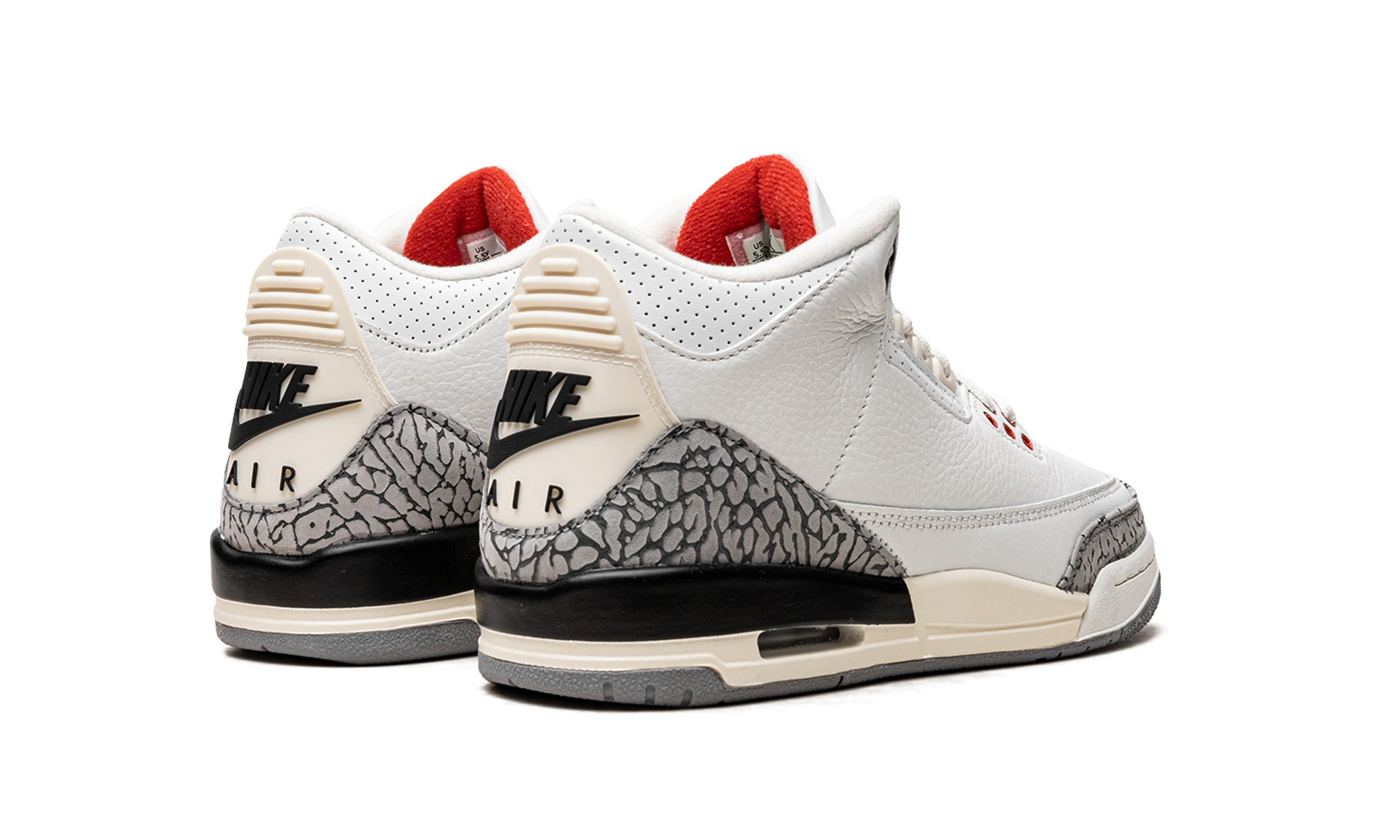 jordan 3 retro white cement reimagined gs+DM0967-100+diagnol right behind view
