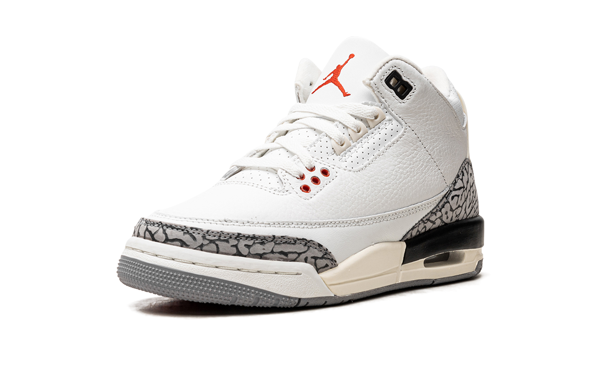 jordan 3 retro white cement reimagined gs+DM0967-100+left diagnol single view