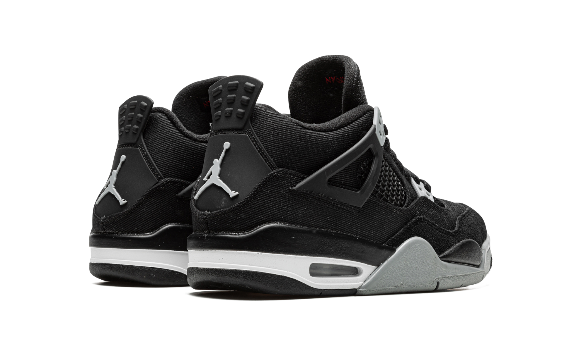 jordan 4 retro black canvas gs+DV0553-006+diagnol right behind view