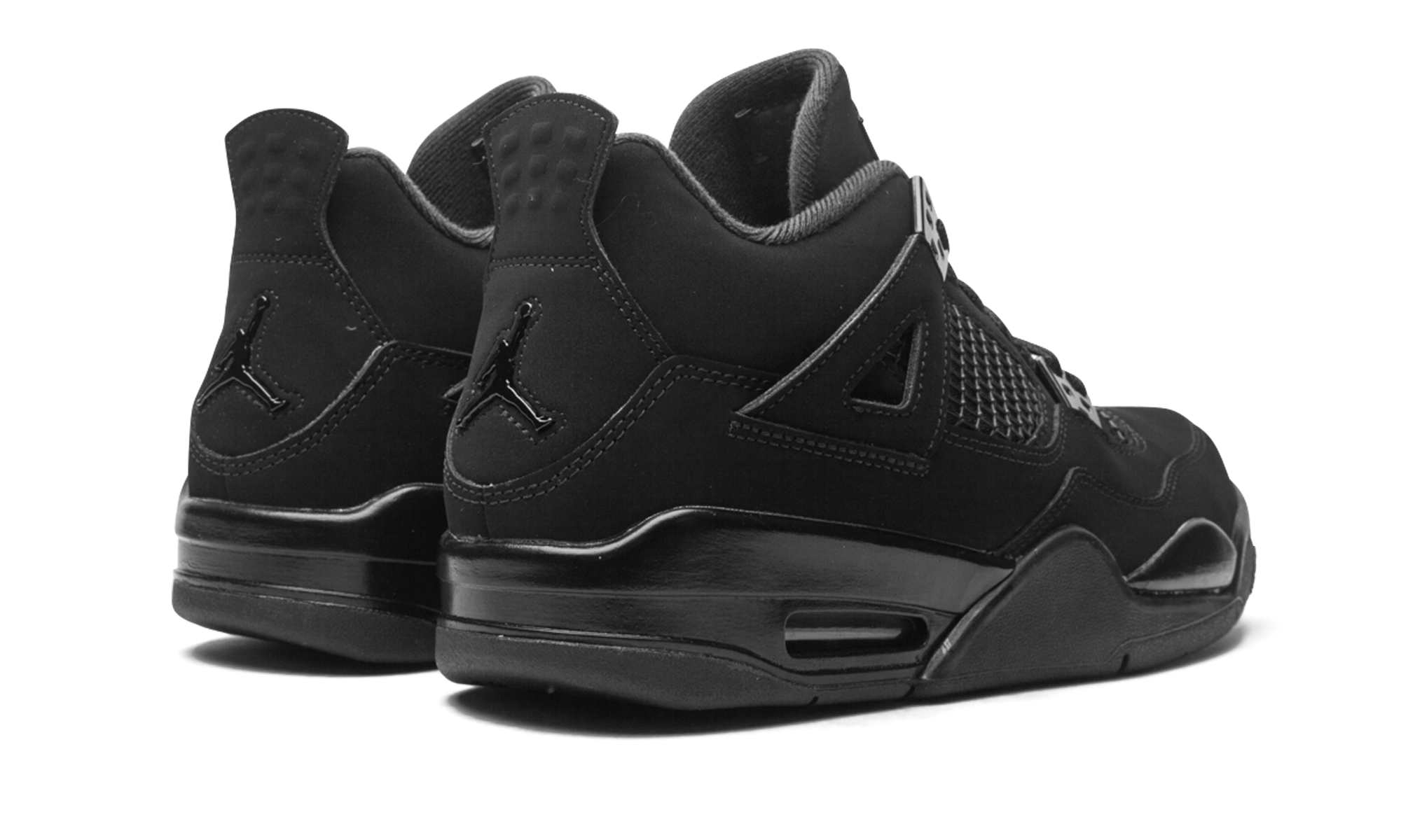 jordan 4 retro black cat 2020 gs+408452-010+diagnol right behind view