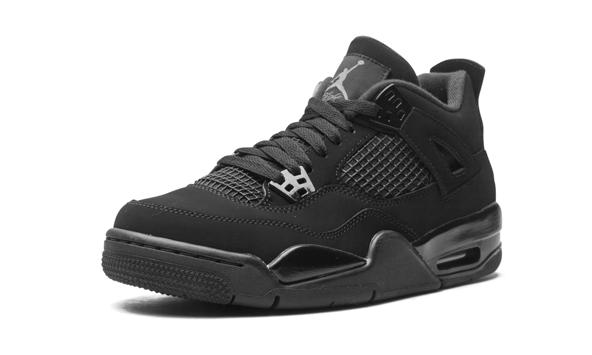 jordan 4 retro black cat 2020 gs+408452-010+left diagnol single view