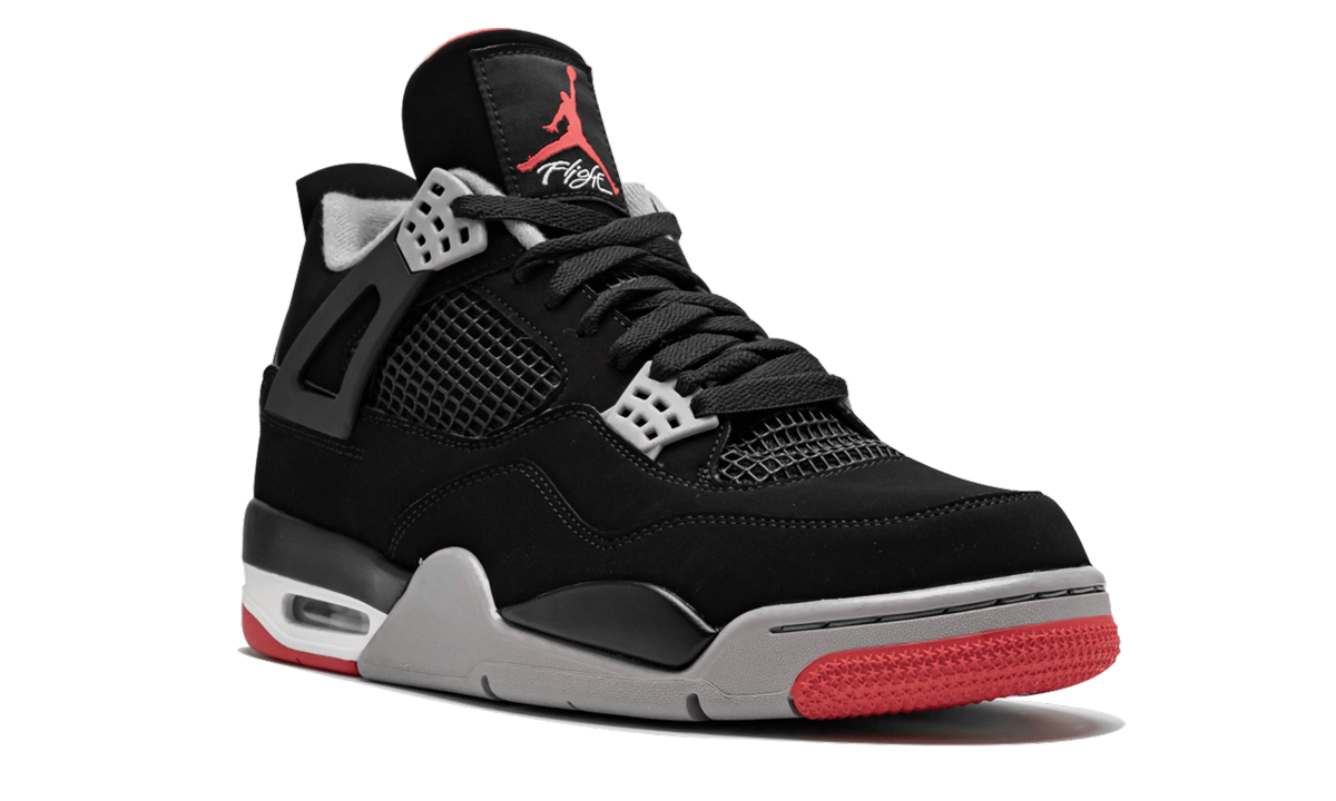 jordan 4 retro bred 2019+308497-060+left diagnol single view