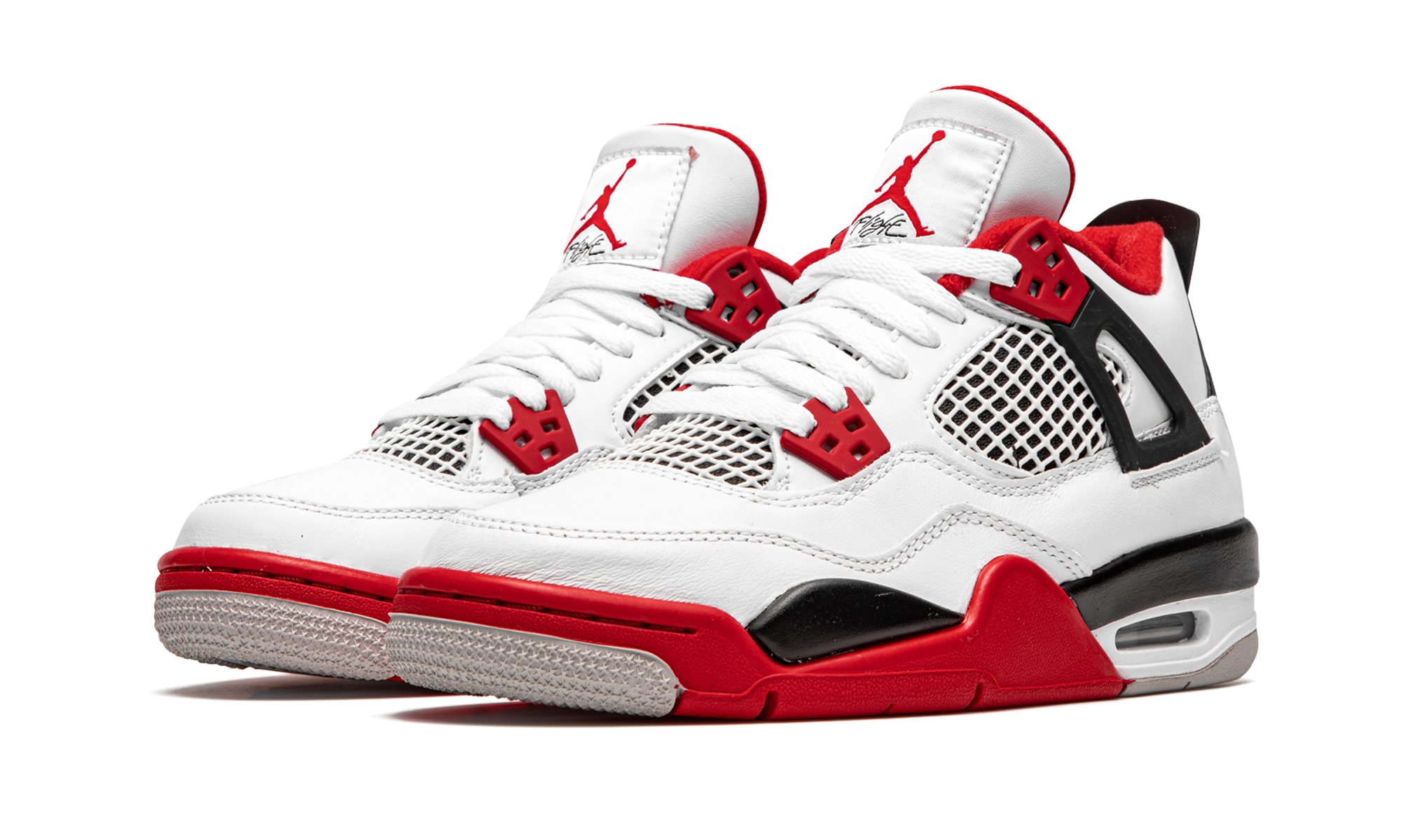 jordan 4 retro fire red 2020 gs+408452-160+diagnol left view