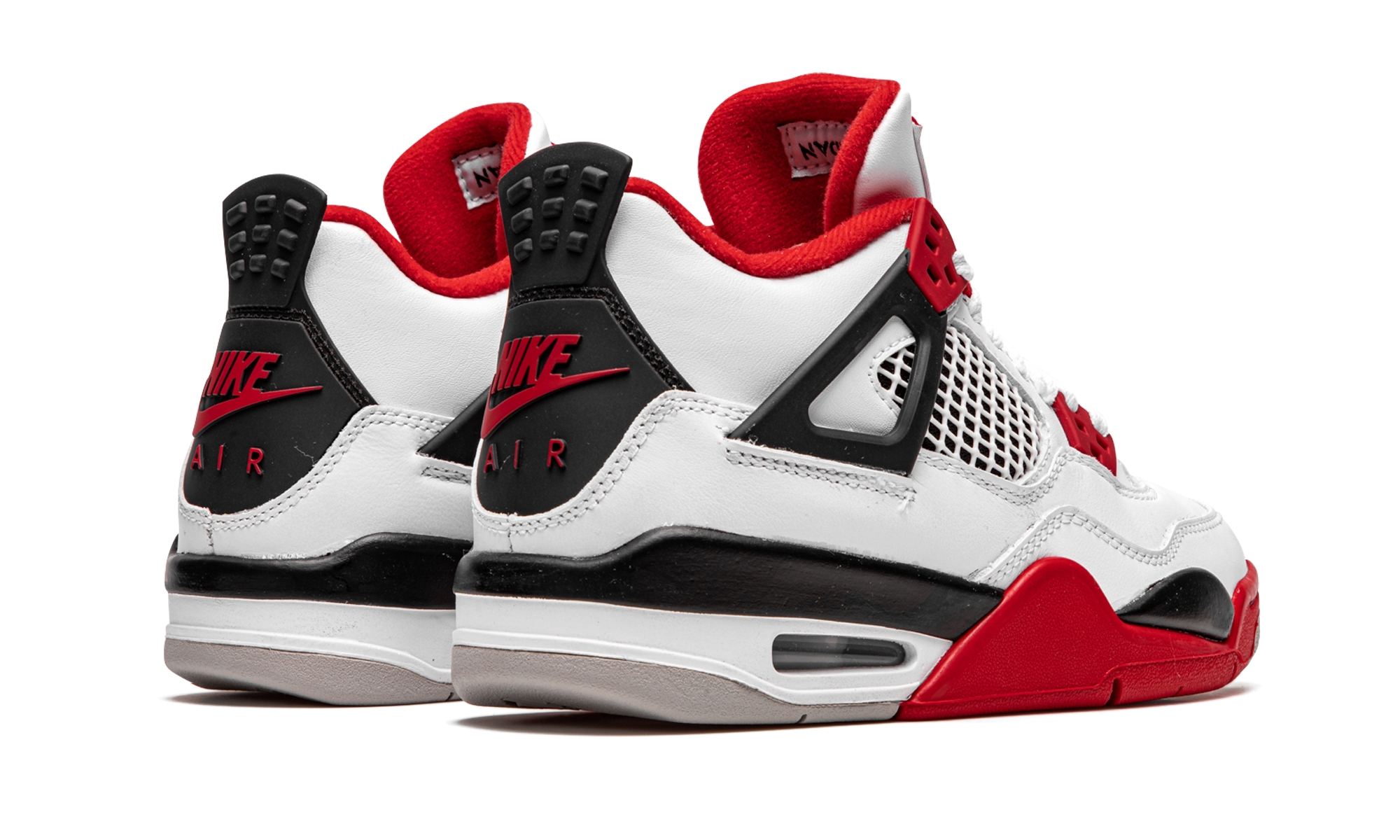 jordan 4 retro fire red 2020 gs+408452-160+diagnol right behind view