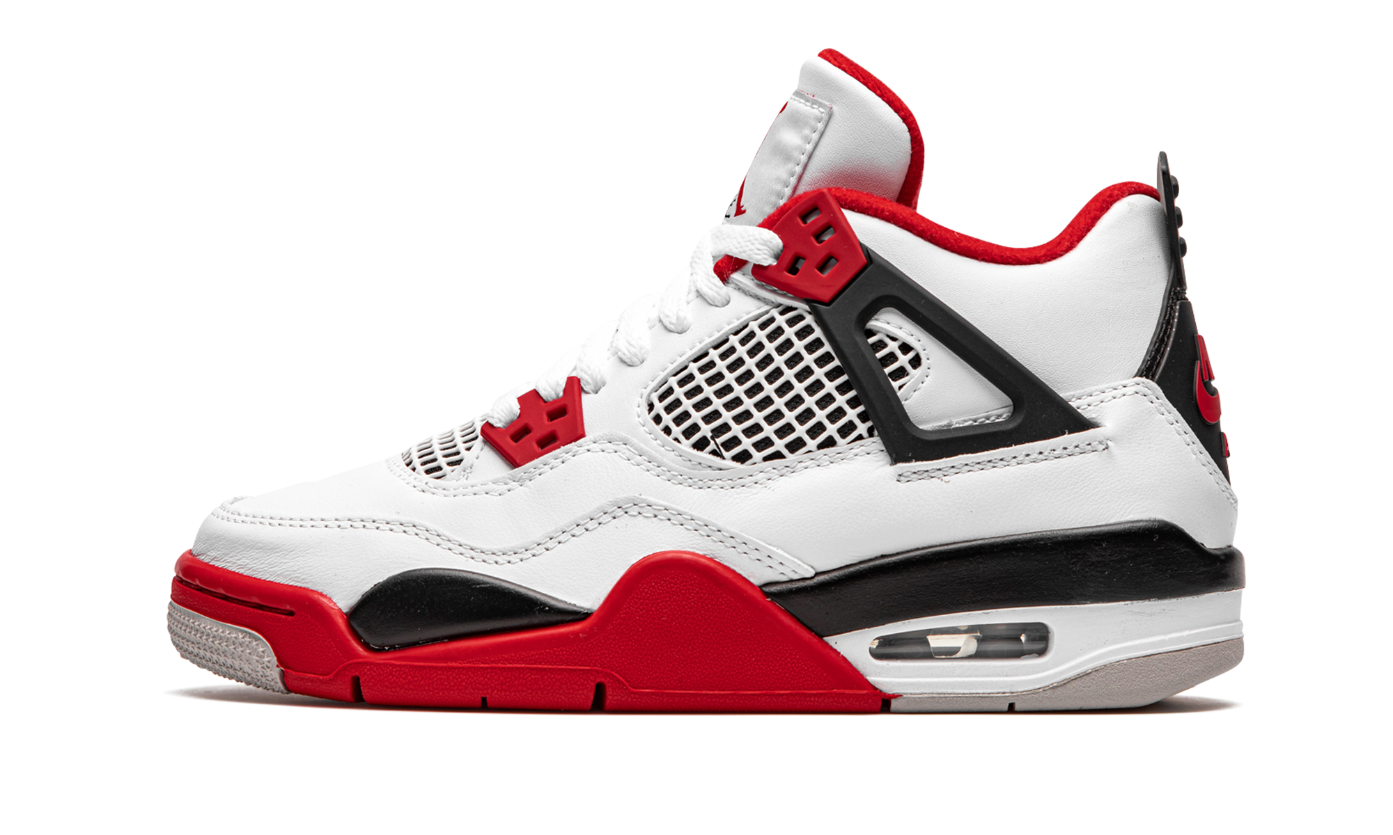 jordan 4 retro fire red 2020 gs+408452-160+diagnol right view 1