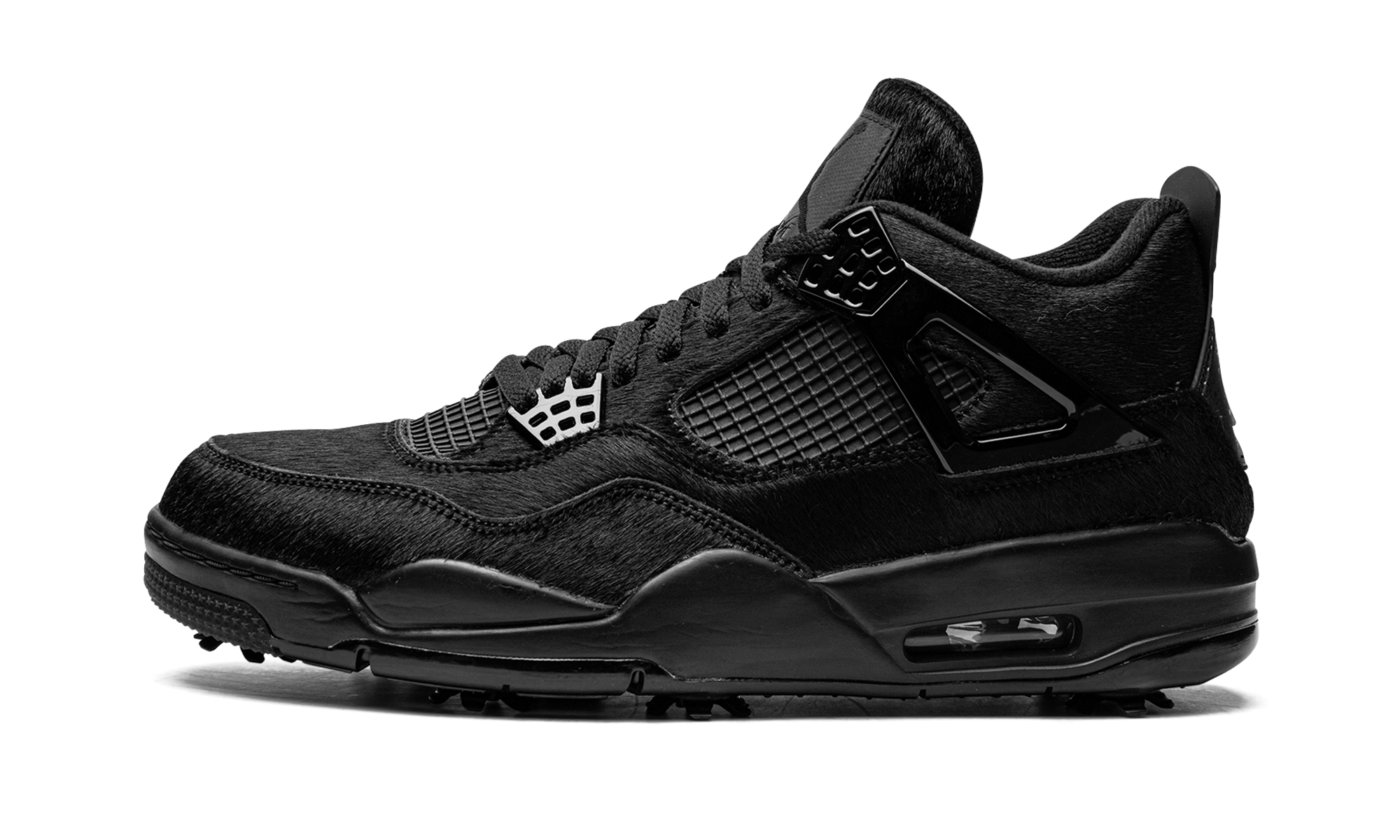 jordan 4 retro golf black cat pony hair+CU9981-001+diagnol right view 1