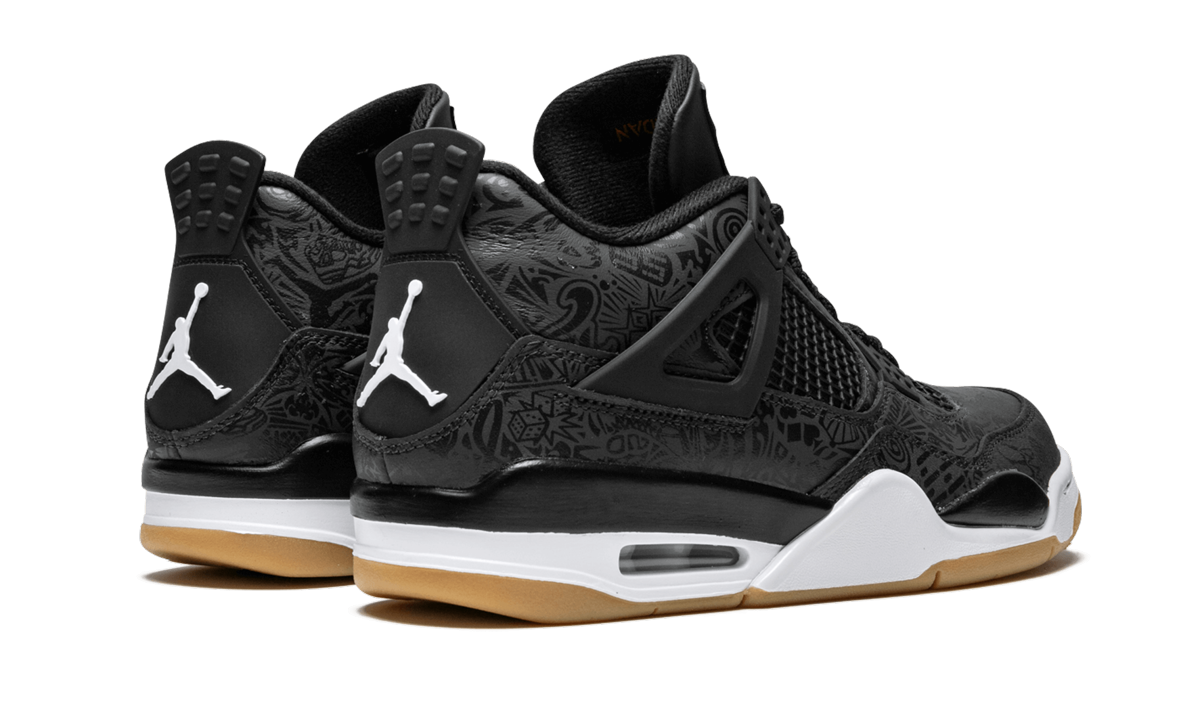 jordan 4 retro laser black gum+CI1184-001+diagnol right behind view