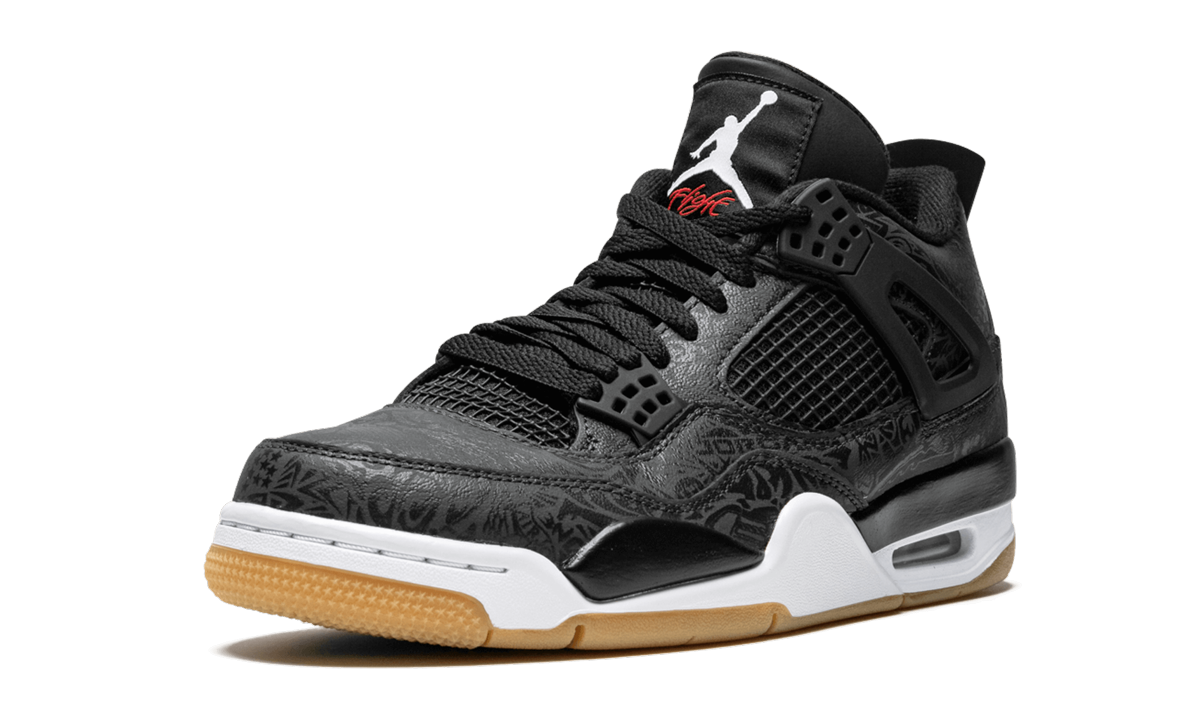 jordan 4 retro laser black gum+CI1184-001+left diagnol single view