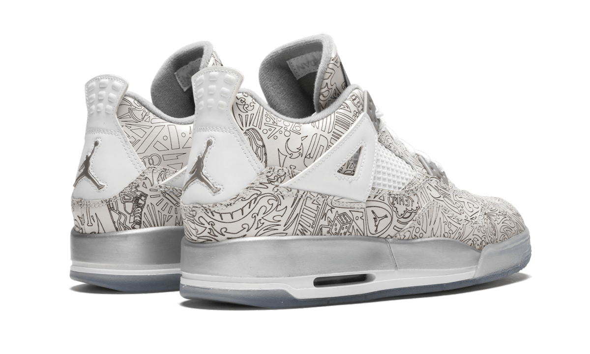 jordan 4 retro laser gs+705334-105+diagnol right behind view