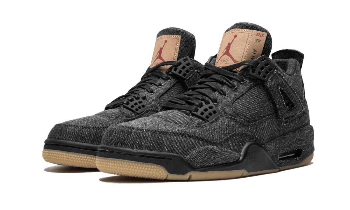 jordan 4 retro levi s black levi s tag+AO2571-001+diagnol left view