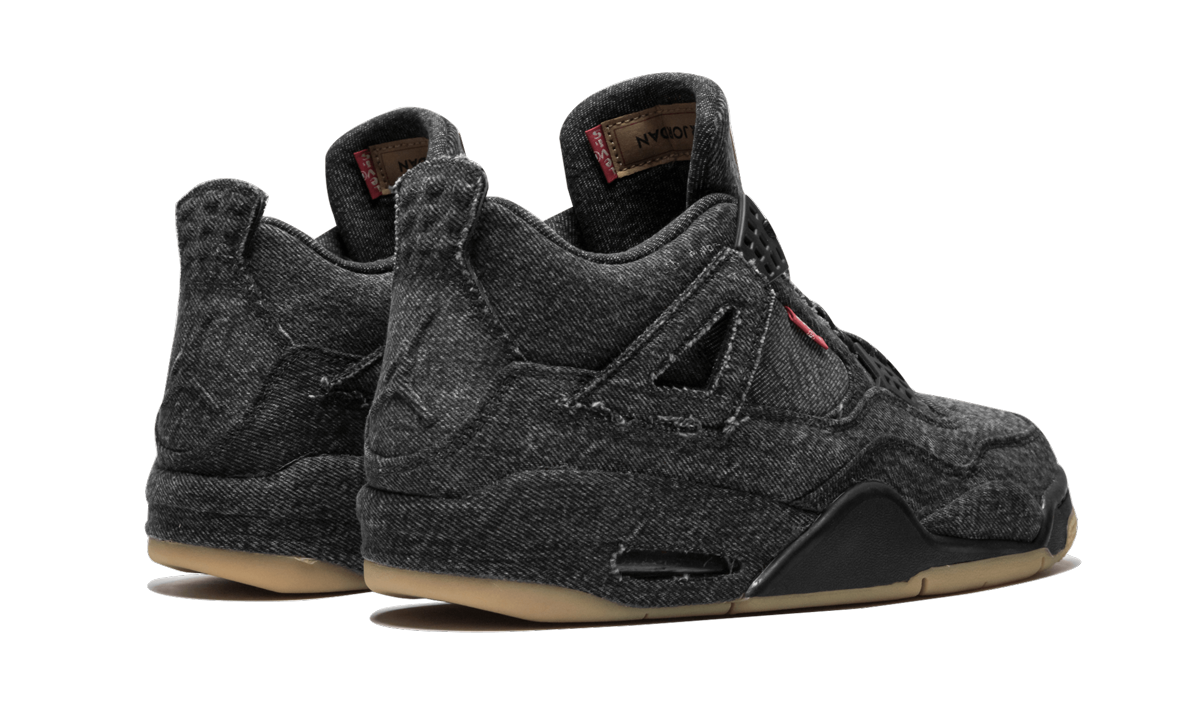jordan 4 retro levi s black levi s tag+AO2571-001+diagnol right behind view