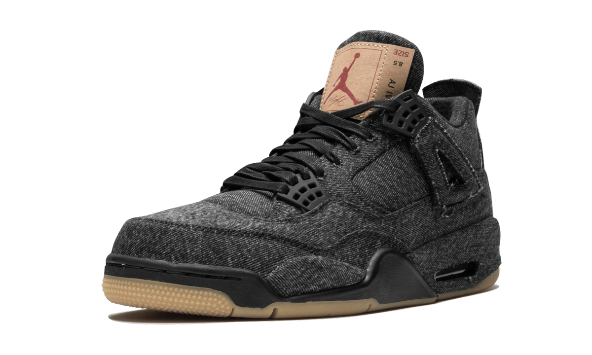 jordan 4 retro levi s black levi s tag+AO2571-001+left diagnol single view