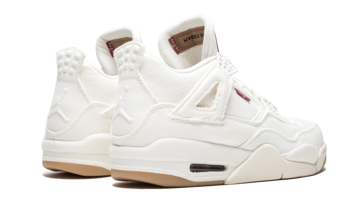 jordan 4 retro levi s white levi s tag+AO2571-100+diagnol right behind view
