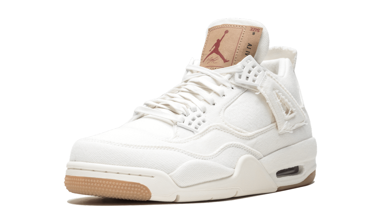 jordan 4 retro levi s white levi s tag+AO2571-100+left diagnol single view
