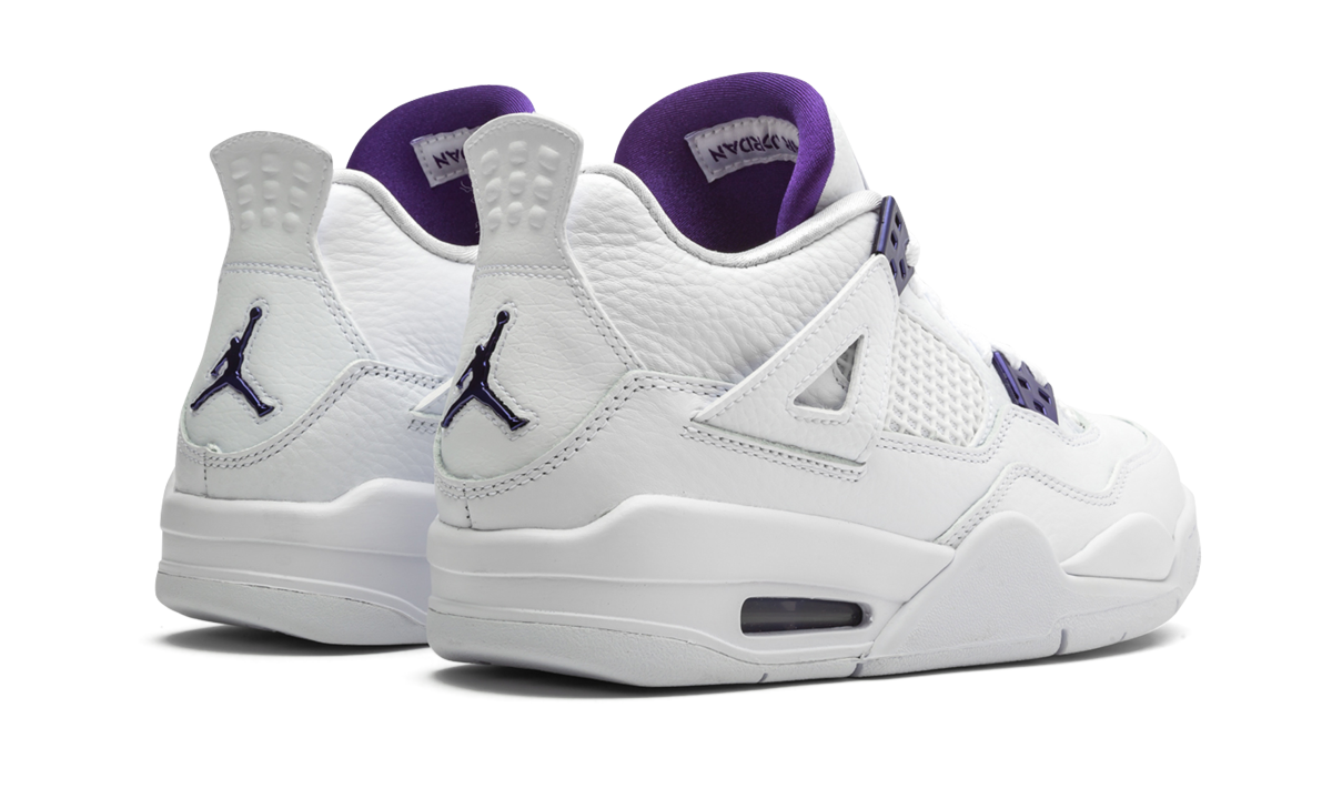 jordan 4 retro metallic purple gs+408452-115+diagnol right behind view