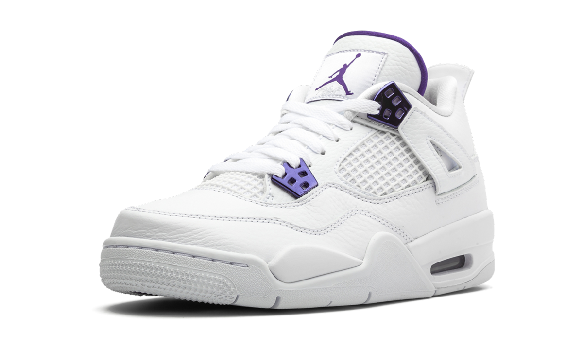 jordan 4 retro metallic purple gs+408452-115+left diagnol single view