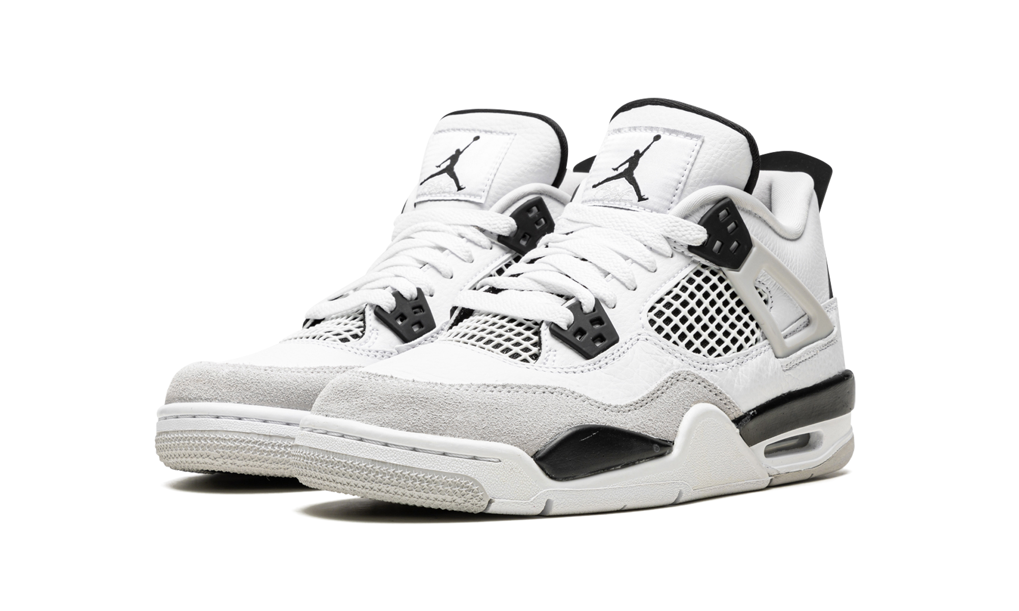 jordan 4 retro military black gs+408452-111+diagnol left view
