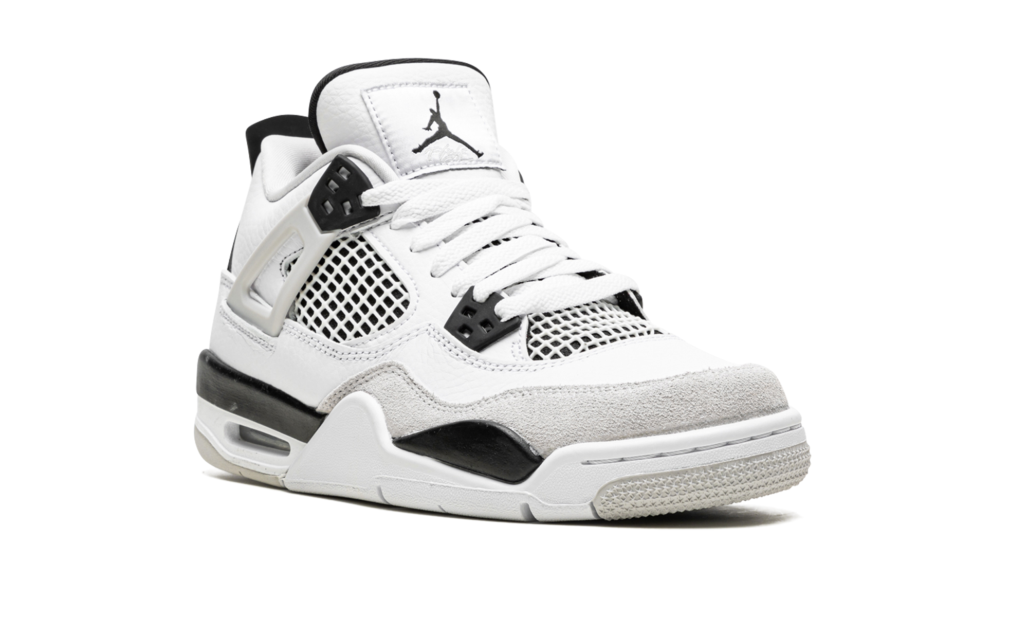 jordan 4 retro military black gs+408452-111+diagnol right view