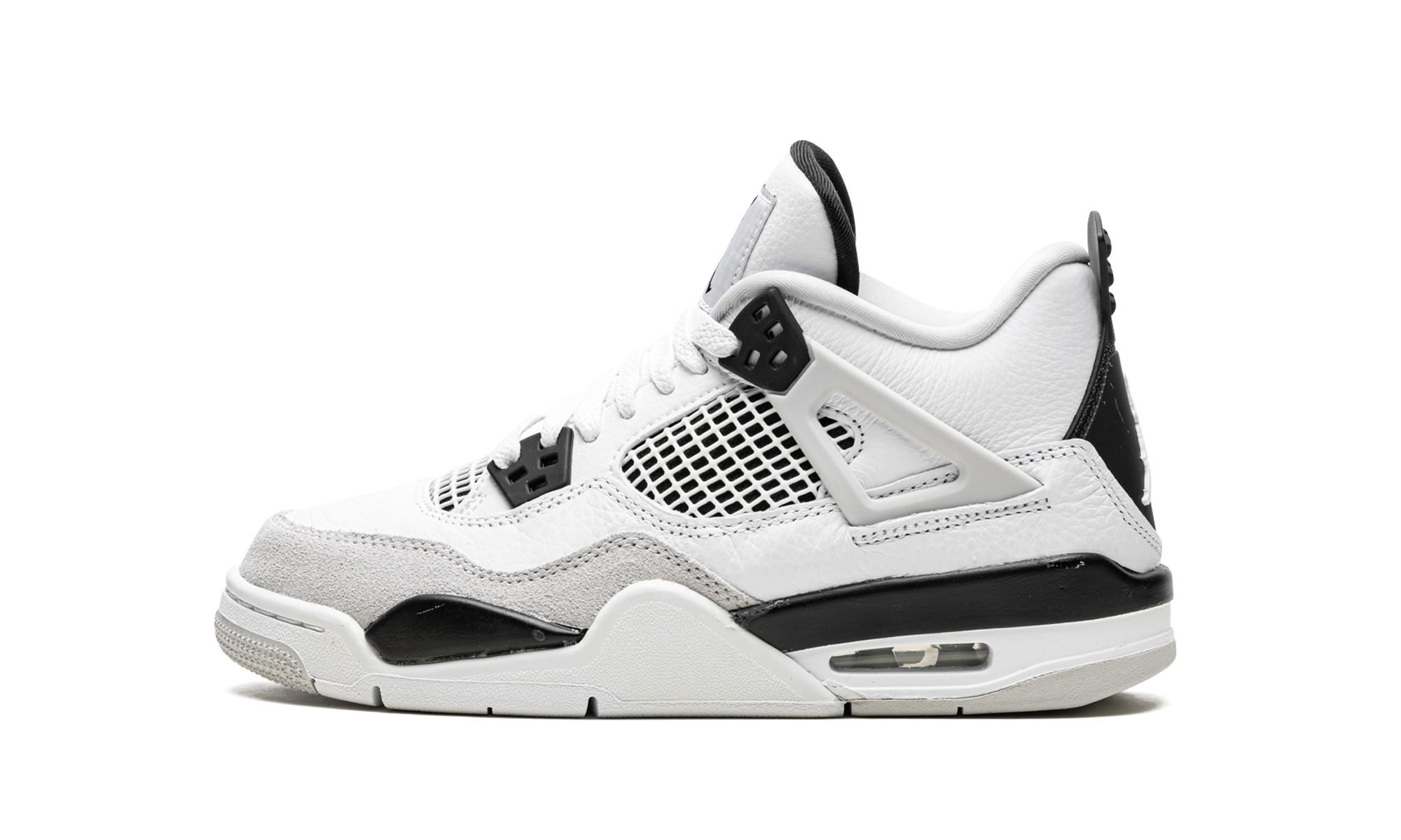 jordan 4 retro military black gs+408452-111+diagnol right view 1