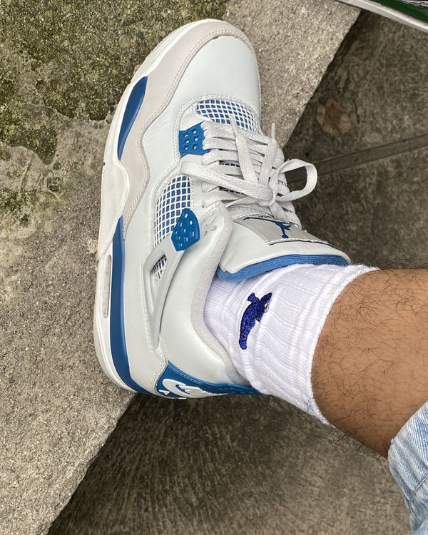 Jordan 4 Retro Military Blue (2024) (GS), Lifestyle View 2, SKU HF4281-141