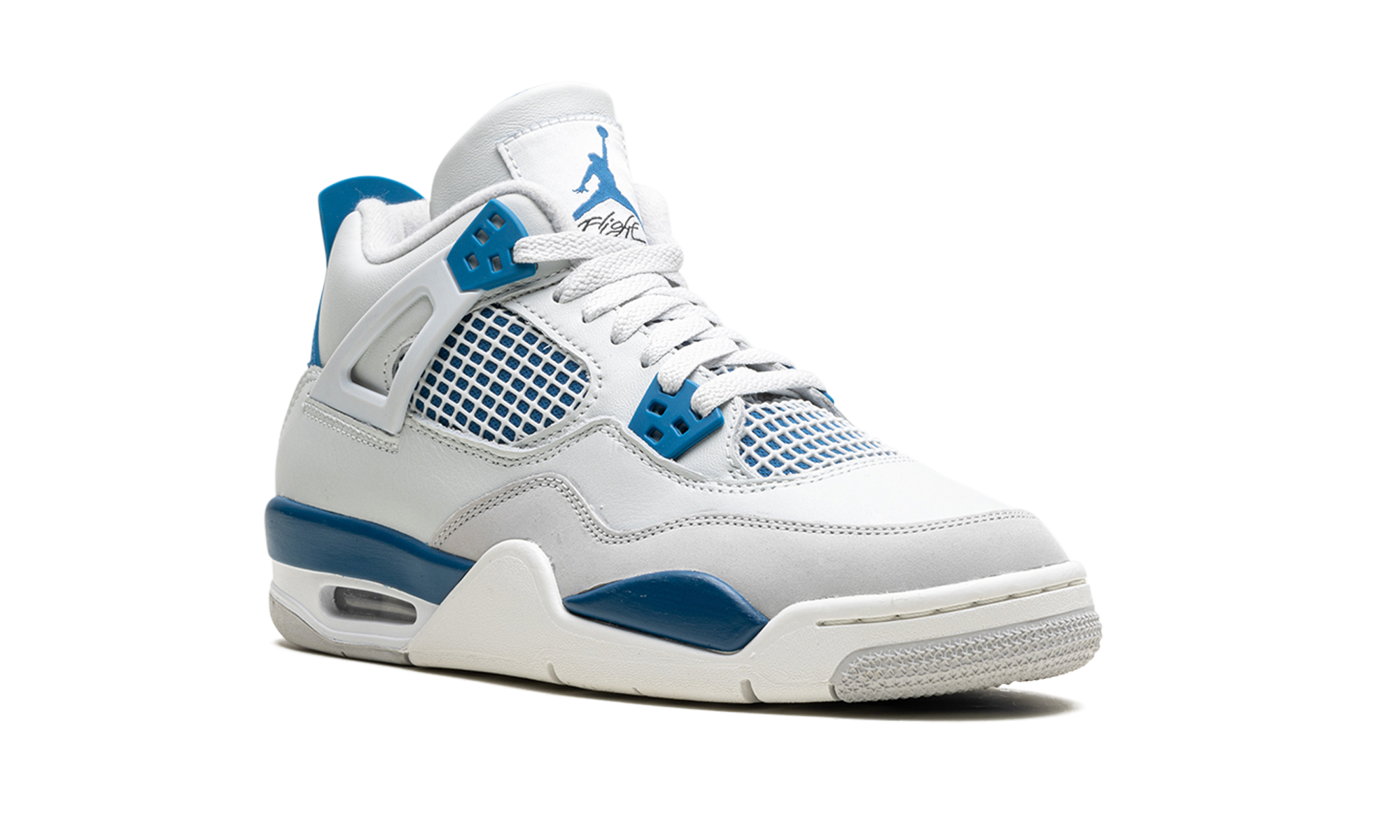jordan 4 retro military blue 2024 gs+HF4281-141+diagnol right view