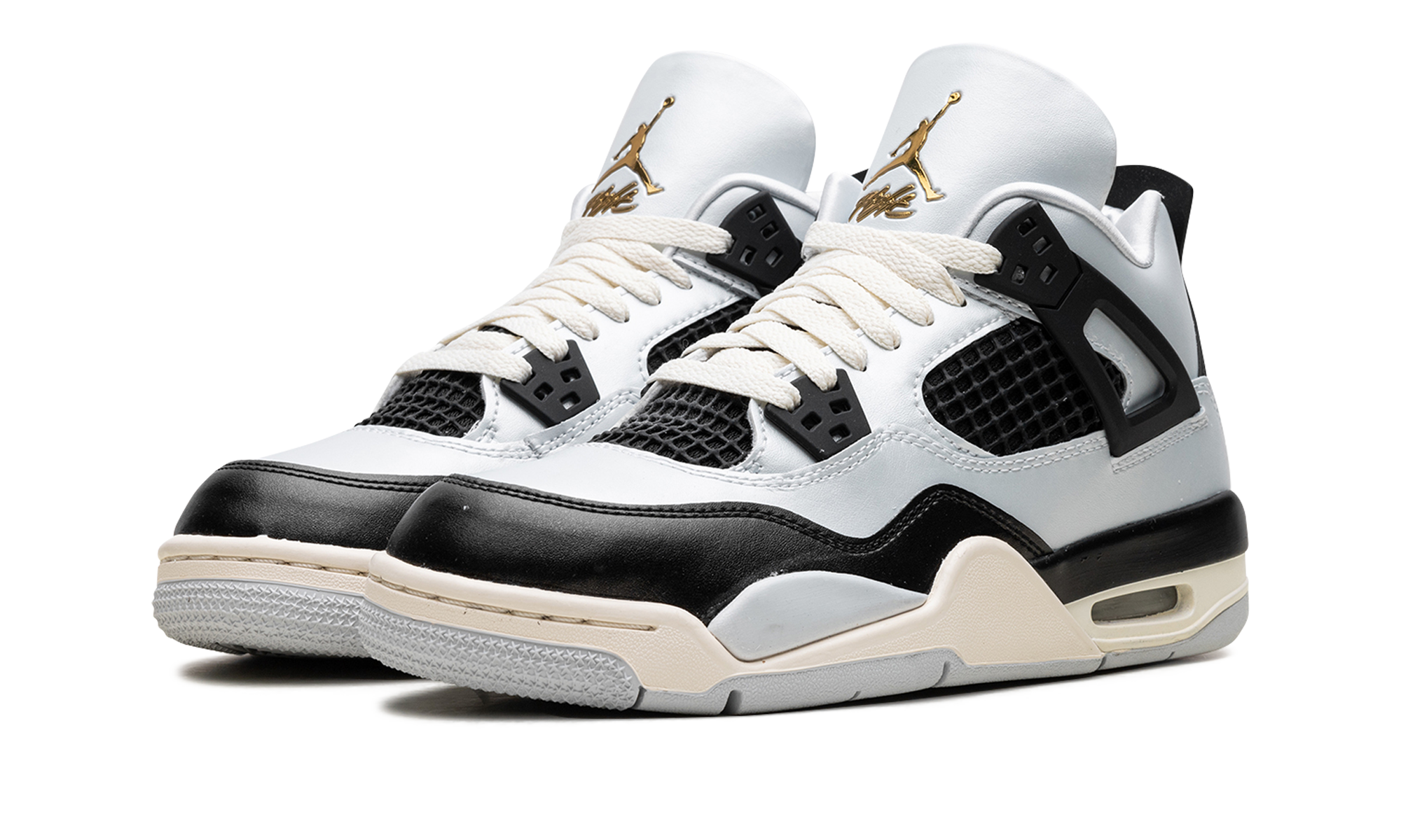 jordan 4 retro platinum gold gs+FZ8585-070+diagnol left view