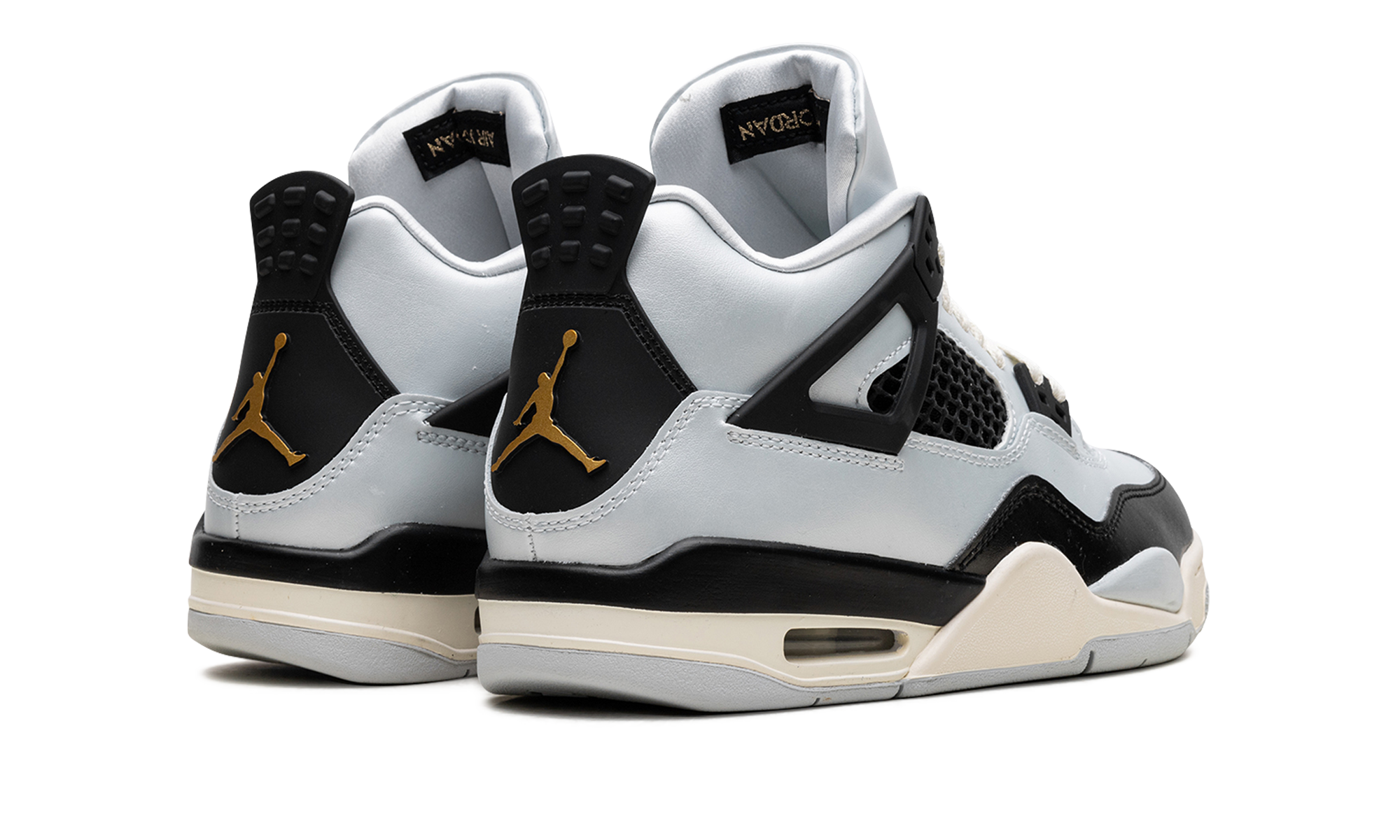 jordan 4 retro platinum gold gs+FZ8585-070+diagnol right behind view