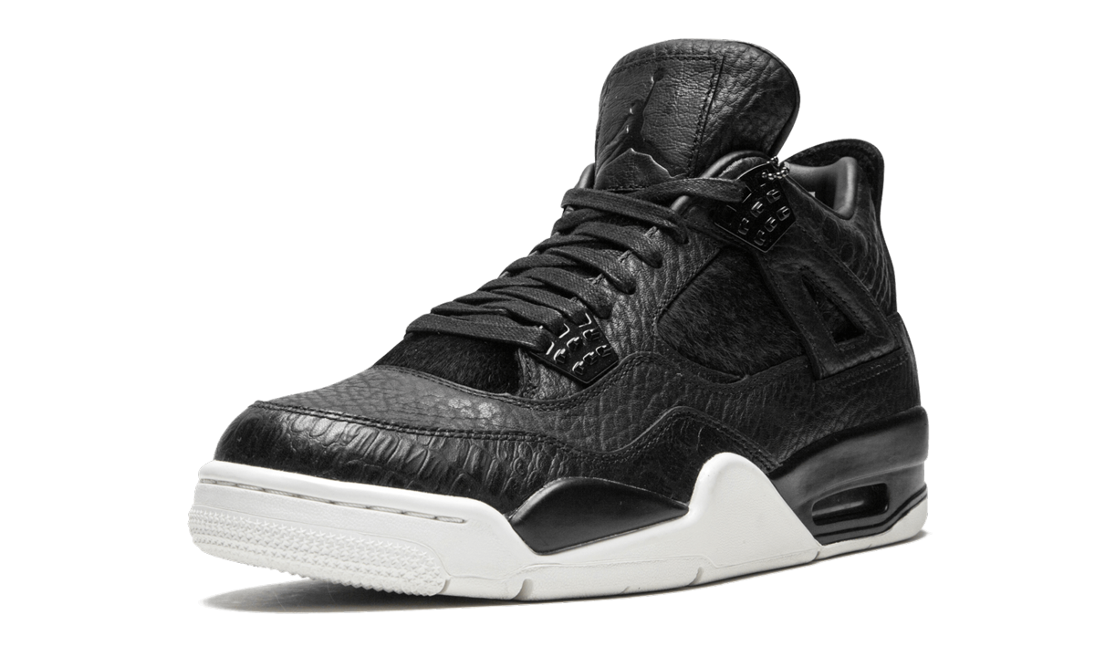 jordan 4 retro pony hair black+819139-010+left diagnol single view