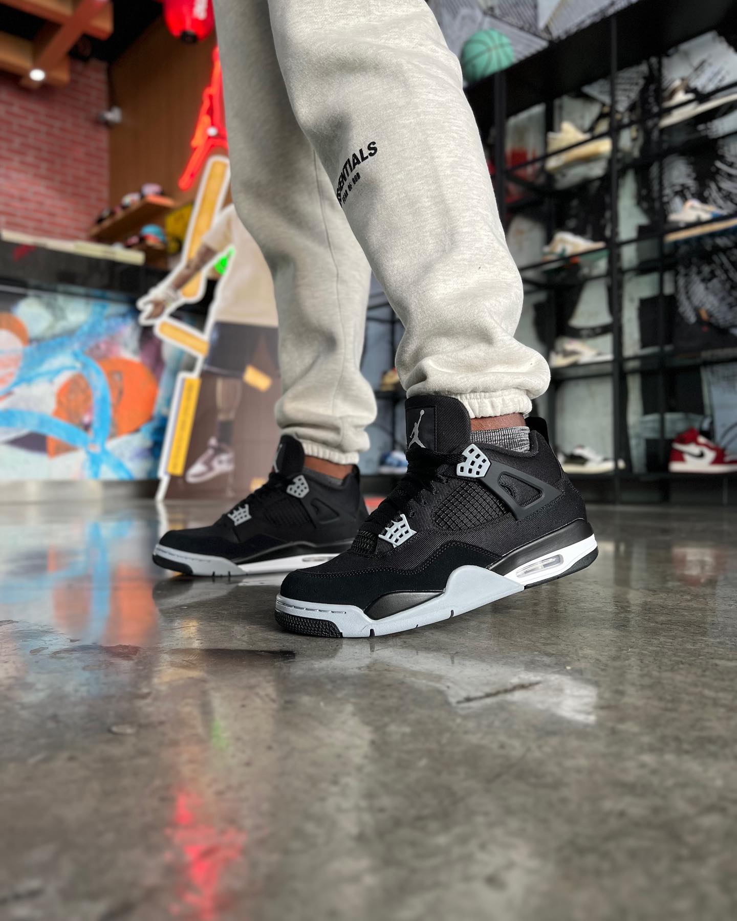 Jordan 4 Retro SE Black Canvas, Lifestyle View 4, SKU DH7138-006