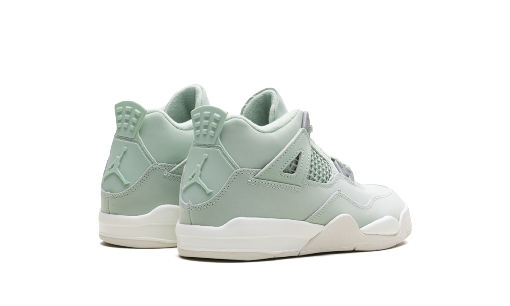 jordan 4 retro seafoam sail ps+HV4385-003+diagnol right behind view