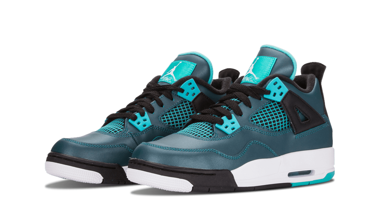 jordan 4 retro teal gs+705330-330+diagnol left view