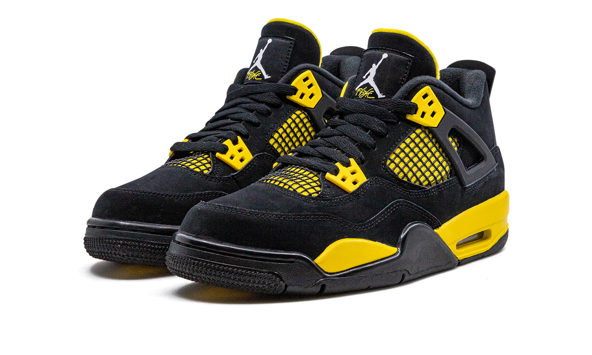 jordan 4 retro thunder 2023 gs+408452-017+diagnol left view