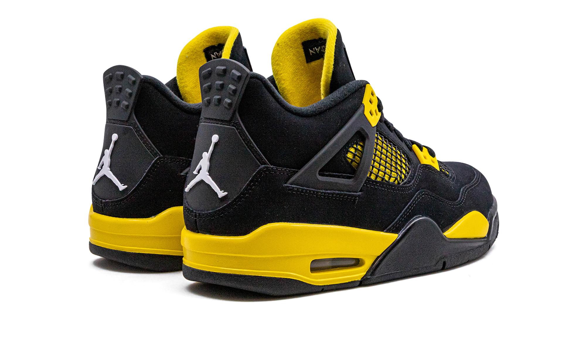 jordan 4 retro thunder 2023 gs+408452-017+diagnol right behind view