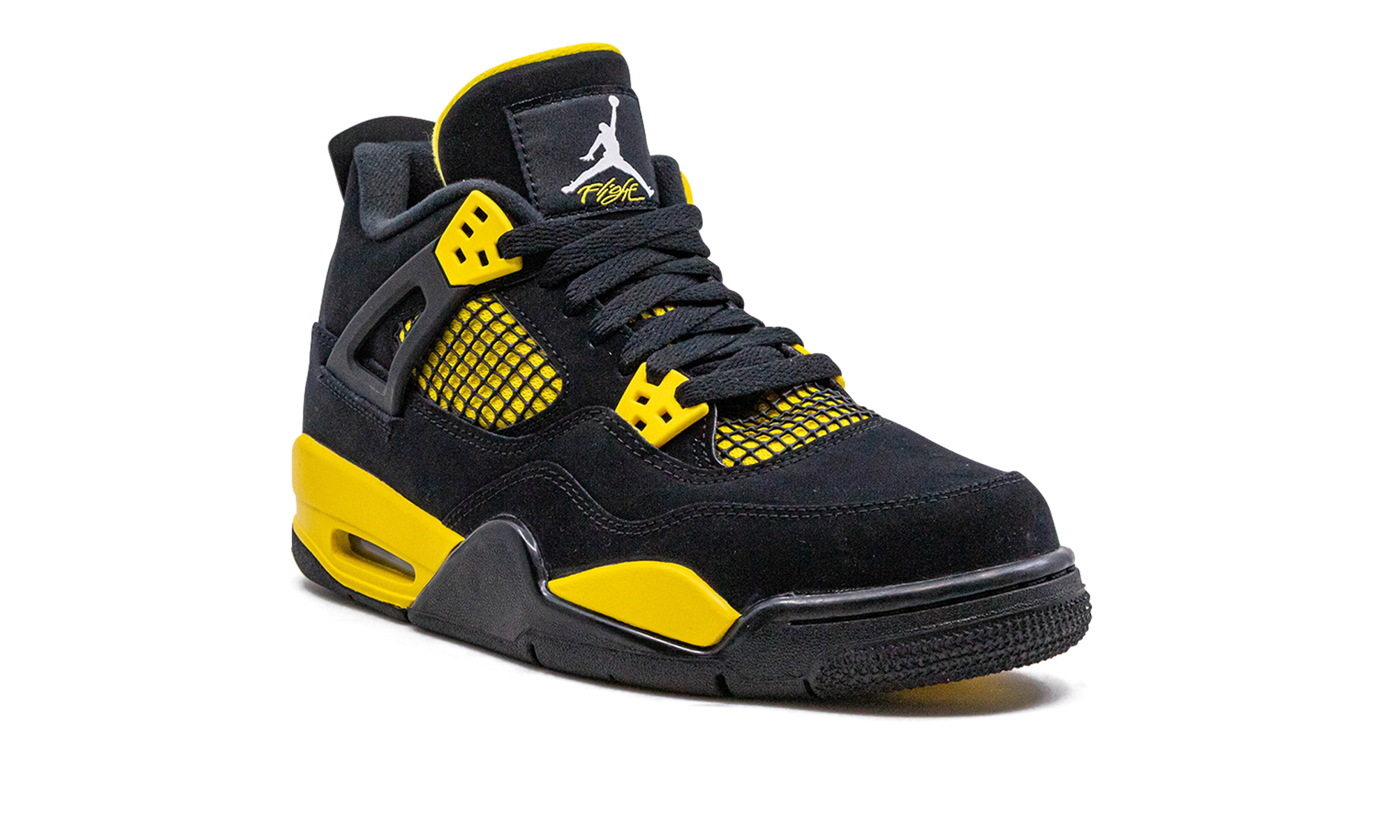 jordan 4 retro thunder 2023 gs+408452-017+diagnol right view