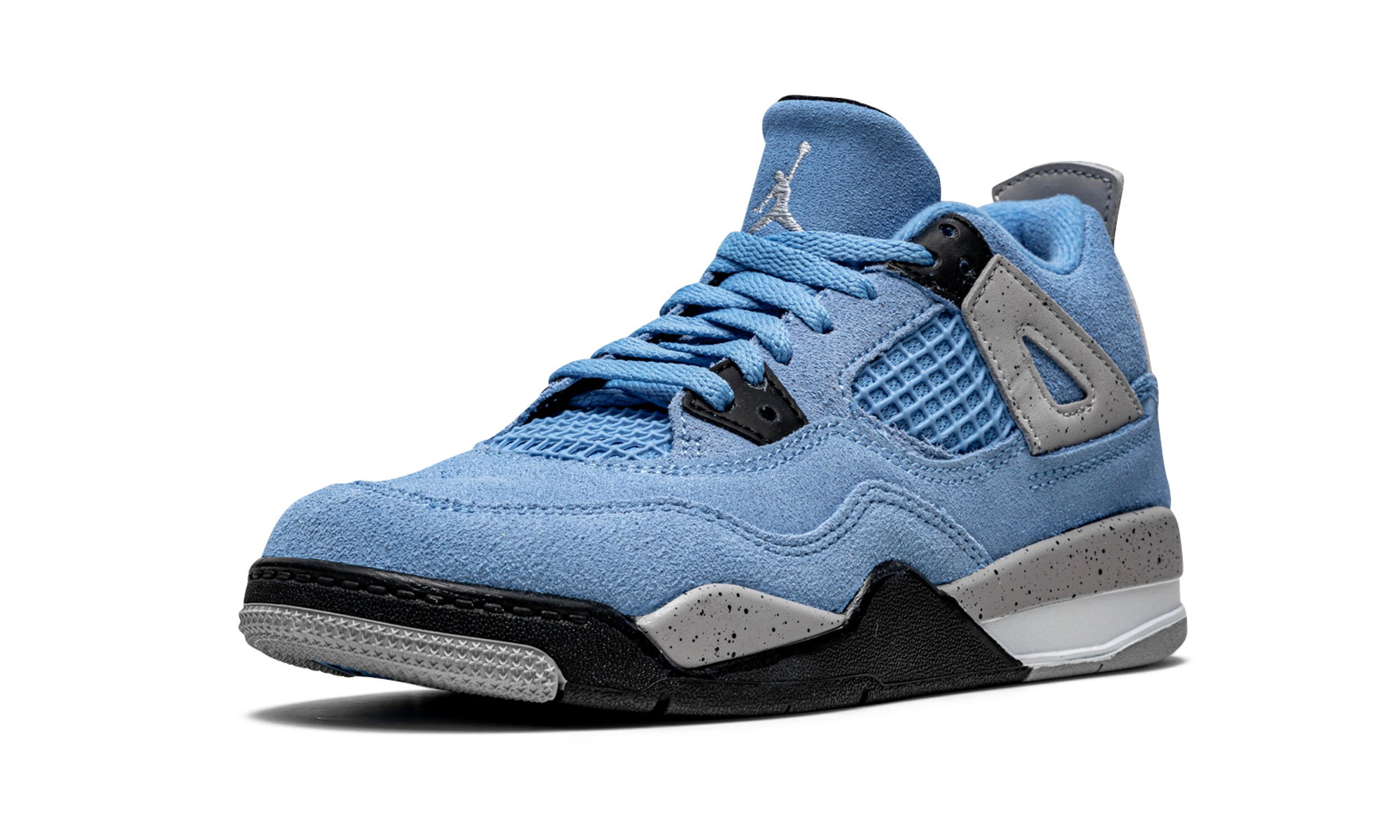 jordan 4 retro university blue ps+BQ7669-400+left diagnol single view